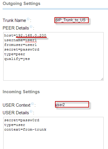 Connecting two IP PBX box using SIP Trunk 3 freepbx
